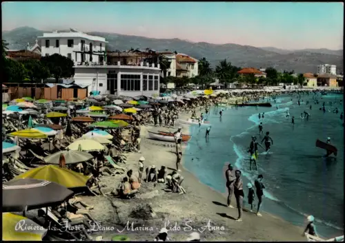 Cartolina Diano Marina Lido Sant'Anna Strand Hotels Colorfotokarte 1962