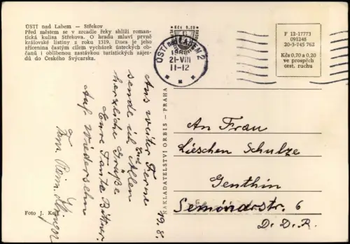 Schreckenstein Elbe Aussig Střekov Ústí nad Labem Burg Schiff Jan Meruda 1968