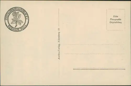 Ansichtskarte Fichtelgebirge Seehaus Unterkunftshaus 1920