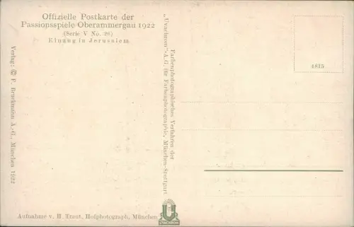 Ansichtskarte Oberammergau Passionsspiele Einzug in Jerusalem 1922