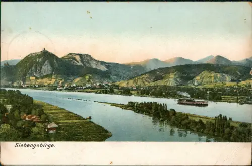 Ansichtskarte Königswinter Siebengebirge vom Rhein aus gesehen 1906