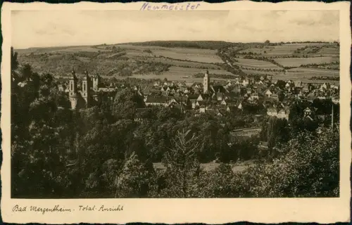 Ansichtskarte Bad Mergentheim Totalansicht 1934   Stempel Saar-Abstimmung 1935