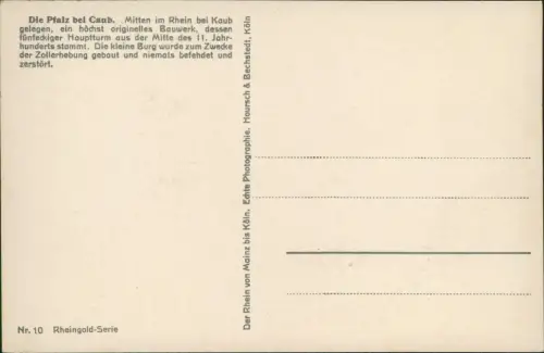 Ansichtskarte Kaub Die Pfalz im Rhein bei Caub 1930