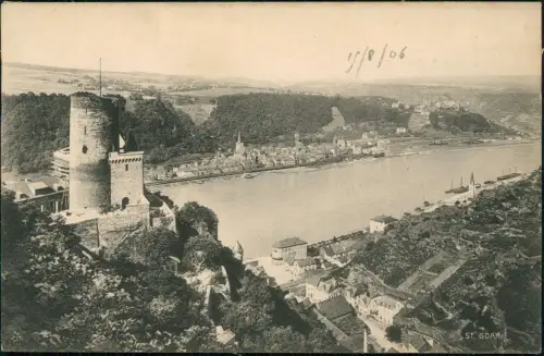 Ansichtskarte Sankt Goar Burgruine Rheinfels Rhein Panorama 1906
