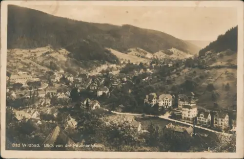 Ansichtskarte Bad Wildbad Panorama-Ansicht Blick von der Paulinenhöhe 1927