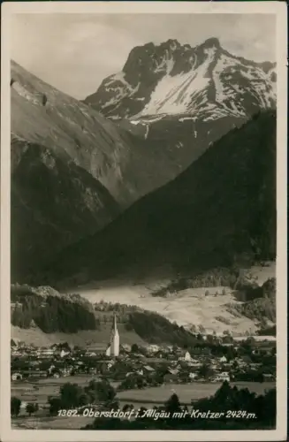 Oberstdorf (Allgäu) Panorama-Ansicht Allgäu mit Kratzer 2424 m. 1934