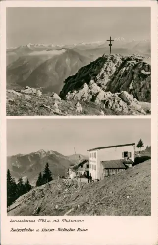 Bad Reichenhall 2-Bild-AK Watzmann, Zwieselalm u. Kaiser-Wilhelm-Haus 1954