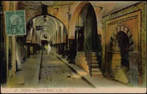 Postcard Tunis تونس Souk des Etoffes. 1907   Tunesien Tunesia