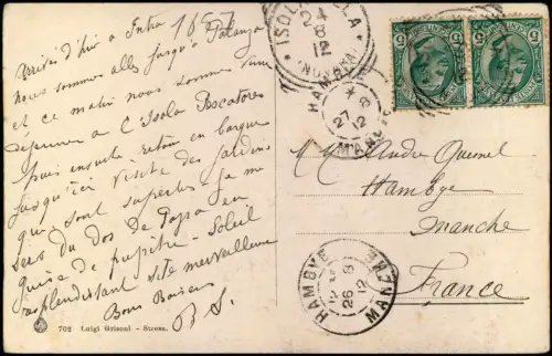 Cartolina Stresa Stresa Lago Maggiore Isola Bella Costa meridionale. 1912