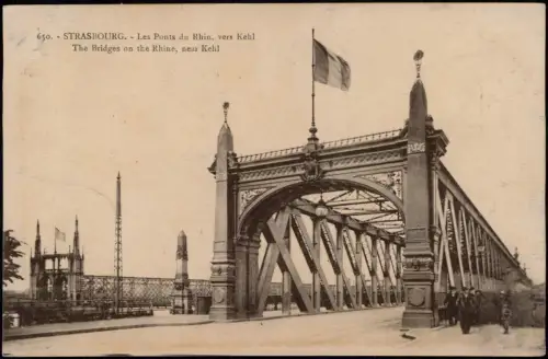CPA Straßburg Strasbourg The Bridges on the Rhine, near Kehl 1914