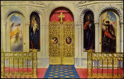 Ansichtskarte Wiesbaden Griechische Kapelle Ikonostasis Altarwand 1915