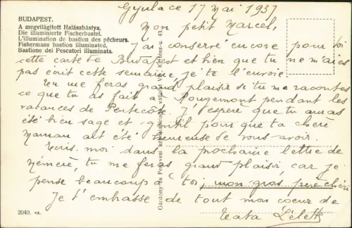 Postcard Budapest Fischerbastei Halászbástya 1937