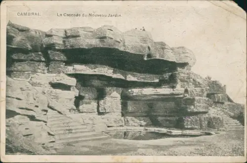 CPA Kamerich Cambrai   La Cascade du Nouveau Jardin. 1914  gel. Feldpost