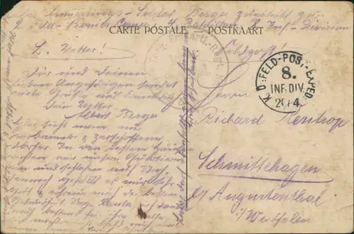 CPA Kamerich Cambrai   La Cascade du Nouveau Jardin. 1914  gel. Feldpost