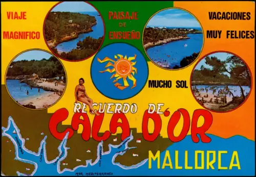 Postale Mallorca Balearen Mehrbildkarte Strande Cala D`or Baleares 1981