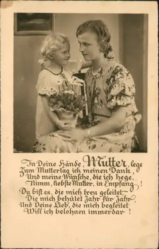 Ansichtskarte  Glückwunsch - Muttertag Mutter mit Kind 1938