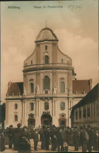 Ansichtskarte Altötting Neue St. Annakirche Menschenmenge 1914