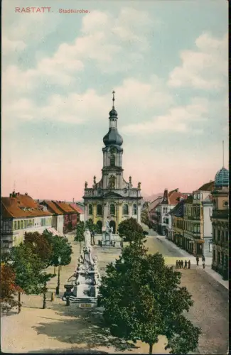 Ansichtskarte Rastatt Stadtkirche. 1915
