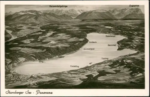 Ansichtskarte Starnberg Starnberger See Panorama Vogelschau-Perspektive 1950