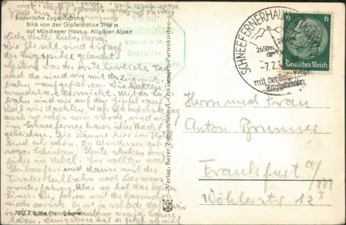 Grainau Münchner Haus (Zugspitze) aus der Vogelschau-Perspektive 1936
