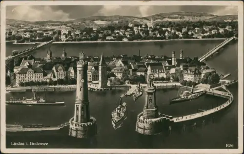 Lindau (Bodensee) Bodensee Hafen aus der Vogelschau-Perspektive 1935