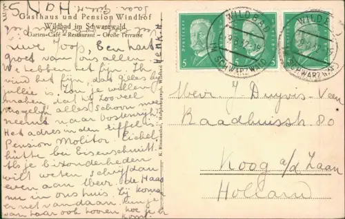 Ansichtskarte Bad Wildbad Umland-Ansicht Gasthof und Pension Windhof 1932