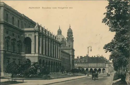 Ansichtskarte München Alte Residenz Straße Kutsche 1914