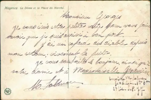 Ansichtskarte Mainz Dom u. Markt. 1918