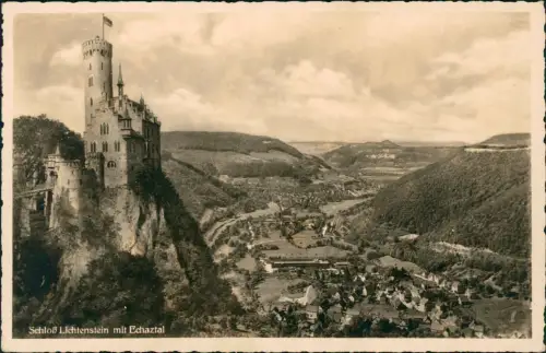 Lichtenstein (Württemberg) Schloss Lichtenstein, Gesamtansicht mit Panorama 1940
