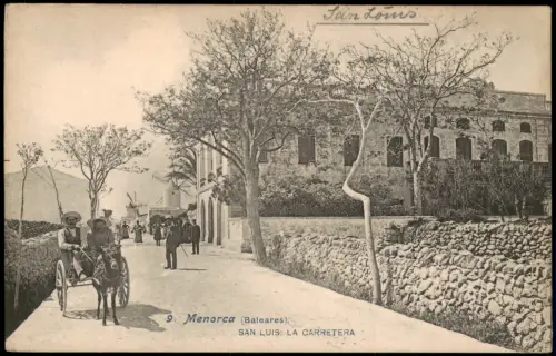Menorca (Allgemein) Menorca SAN LUIS LA CARRETERA Fuhrwerk mit Esel 1910
