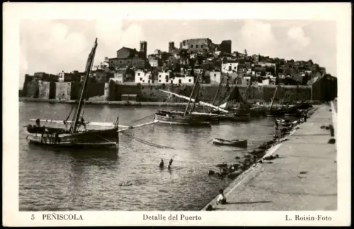 Postale Peñíscola Detalle del Puerto 1940