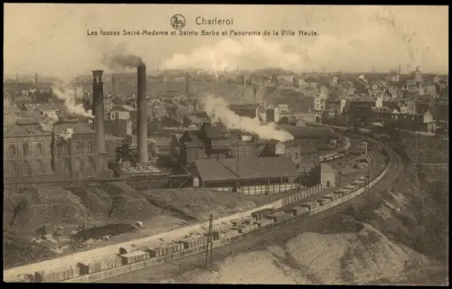 Postkaart Charleroi Charleroi Les fosses Sacré-Madame Fabrik 1918