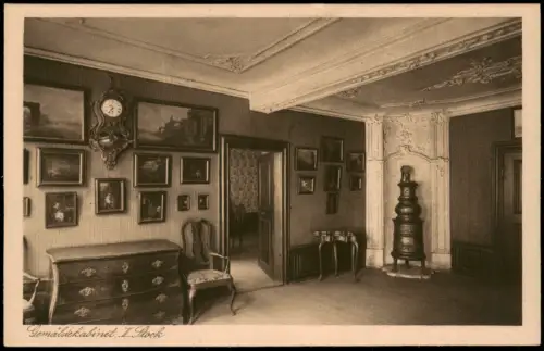 Frankfurt am Main Innenansicht Goethehaus Gemäldekabinet, II. Stock 1910