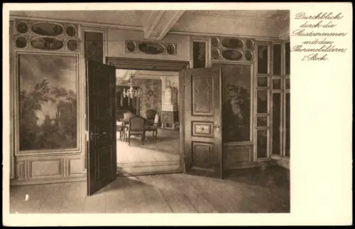 Frankfurt am Main Goethehaus Durchblick Staatszimmer mit den Thorandbildern 1920