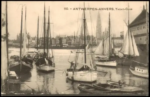 Postkaart Antwerpen Anvers Segelboote im Yacht-Club 1910