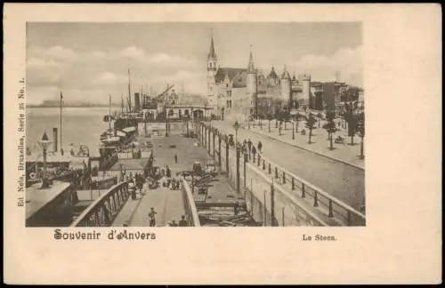 Postkaart Antwerpen Anvers Le Steen, Hafen Promenade 1900