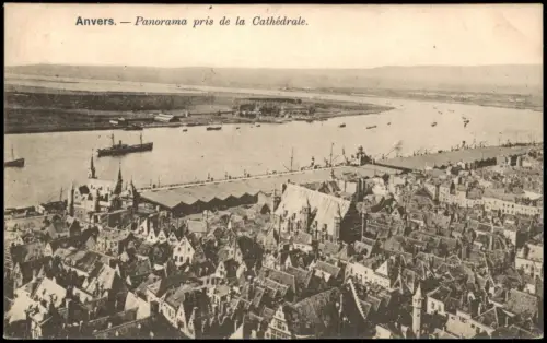 Antwerpen Anvers Stadt-Ansicht Panorama pris de la Cathédrale 1900