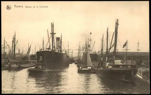 Antwerpen Anvers Schiffe im Hafen-Becken Bassin de la Campine 1910