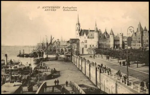 Antwerpen Anvers Panorama-Ansicht Embarcadère Aanlegplaats Hafen-Partie 1910