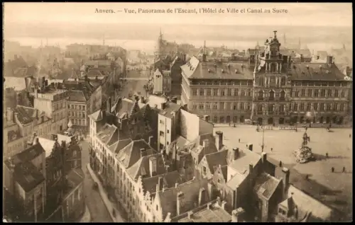 Antwerpen Anvers Panorama de l'Escaut, l'Hôtel de Ville et Canal au Sucre 1910