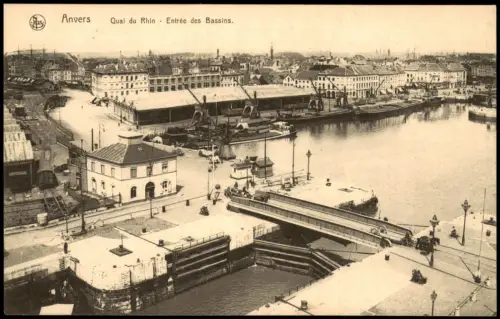 Antwerpen Anvers Qual du Rhin Entrée des Bassins, Hafen Partie 1910
