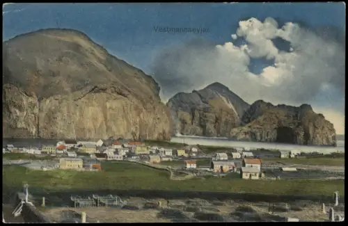 Postcard Vestmannaeyjar Westmännerinseln Ortsblick 1918  Iceland Island