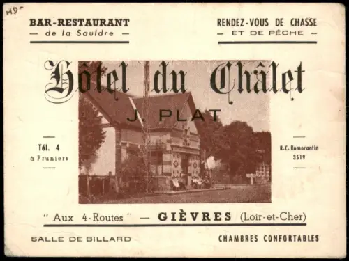 CPA Gièvres Loir-et-Cher Hotel du Chalet Billard Restaurant 1932