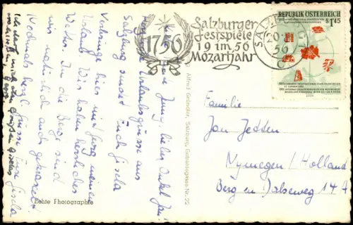 Ansichtskarte Salzburg Altstadt - Fotokarte 1956  Sonderstempel