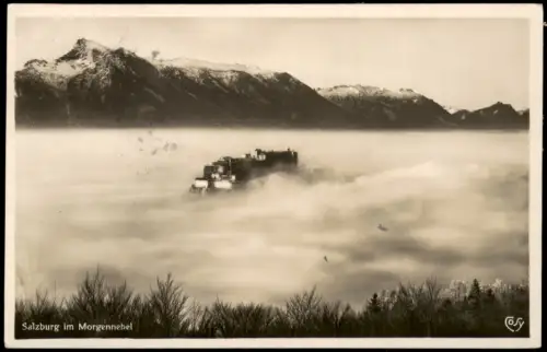 Ansichtskarte Salzburg im Morgennebel Stimmungsbild Fotokarte 1933