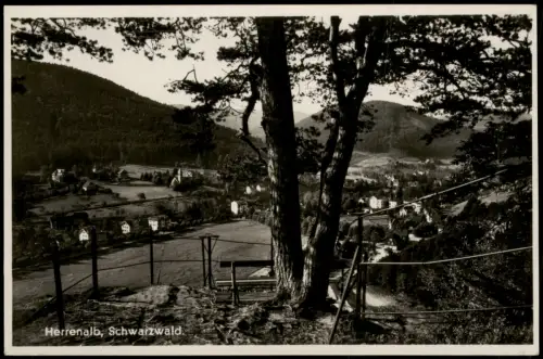 Ansichtskarte Bad Herrenalb Bank auf Berg - Stadtblick 1930