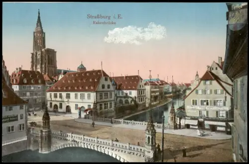 CPA Straßburg Strasbourg Rabenbrücke, Straße - Restaurant 1914