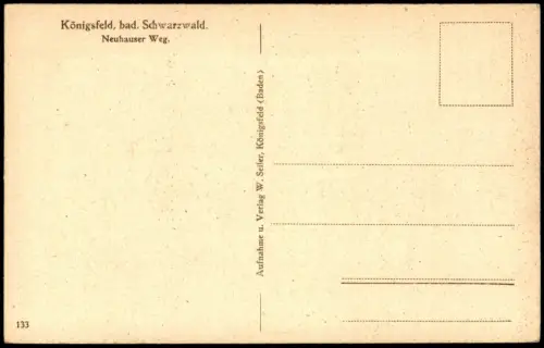 Ansichtskarte Königsfeld im Schwarzwald Neuhauser Weg. 1928