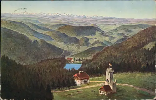 Ansichtskarte Achern Hornisgrinde (Berg) - Künstlerkarte Turm 1912