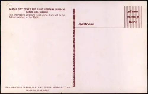 Postcard Kansas City Power and Light Company Building 1972